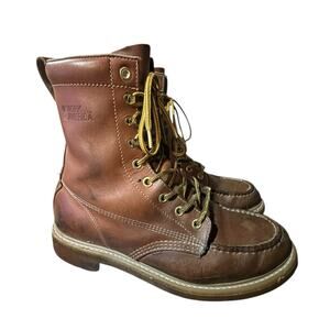 Vintage Work America Mens Brown Leather Work Boot Sz 9 EEE Moc Toe Soft Toe